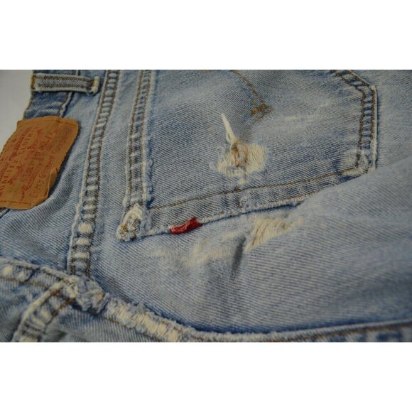 Levi's 505 Distressed Jeans Light Wash Straight Leg 34x32 Mens Original Fit - Picture 11 of 11